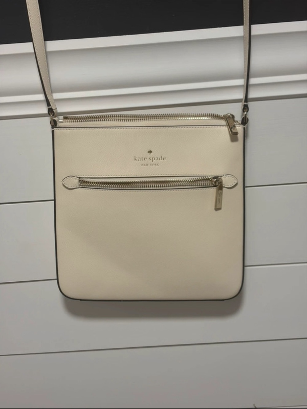 kate spade Cream Saffiano Crossbody with Gold Hardware